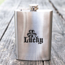 Load image into Gallery viewer, 8oz Lucky - Clover Stainless Steel Flask