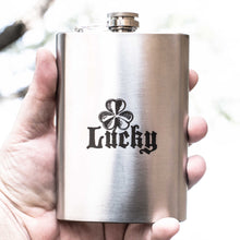 Load image into Gallery viewer, 8oz Lucky - Clover Stainless Steel Flask