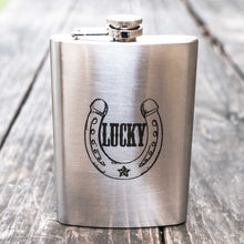 Load image into Gallery viewer, 8oz Lucky - Horseshoe Stainless Steel Flask