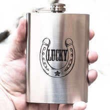 Load image into Gallery viewer, 8oz Lucky - Horseshoe Stainless Steel Flask