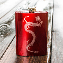 Load image into Gallery viewer, 8oz RED Chinese Dragon Flask