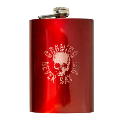 8oz RED Never Say Die Flask