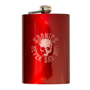 8oz RED Never Say Die Flask