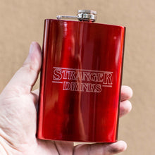 Load image into Gallery viewer, 8oz RED Stranger Drinks Flask