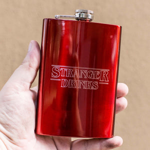 8oz RED Stranger Drinks Flask