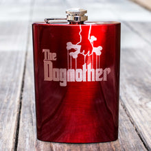 Load image into Gallery viewer, 8oz RED The Dogmother Flask