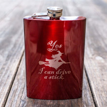 Load image into Gallery viewer, 8oz RED Yes I Can Drive a Stick Flask