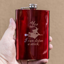 Load image into Gallery viewer, 8oz RED Yes I Can Drive a Stick Flask