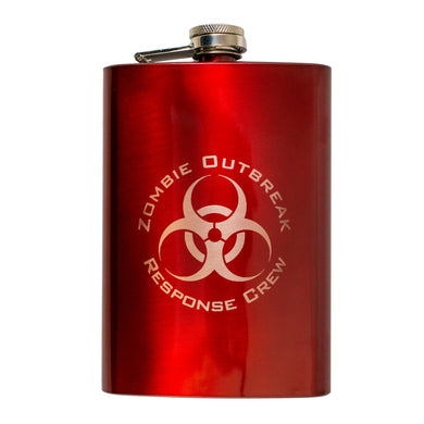 8oz RED Zombie Outbreak Response Crew Flask