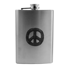 Load image into Gallery viewer, 8oz Rustic Peace Stainless Steel Flask