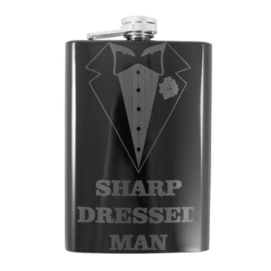 8oz Sharp Dressed Man Black Flask