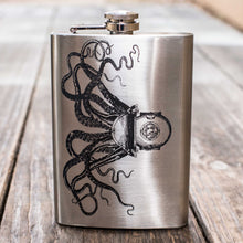 Load image into Gallery viewer, 8oz Steampunk Octopus Stainless Steel Flask