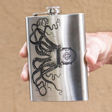 Load image into Gallery viewer, 8oz Steampunk Octopus Stainless Steel Flask