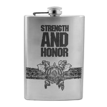 Load image into Gallery viewer, 8oz Strength and Honor Stainless Steel Flask