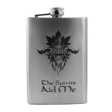 Load image into Gallery viewer, 8oz The Spirits Aid Me Stainless Steel Flask