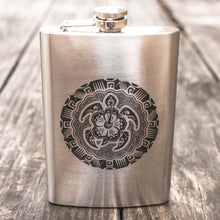 Load image into Gallery viewer, 8oz Tribal Turtle Stainless Steel Flask