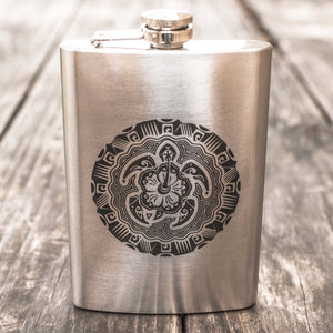 8oz Tribal Turtle Stainless Steel Flask