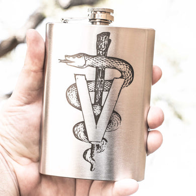 8oz Veterinarian Caduceus Stainless Steel Flask