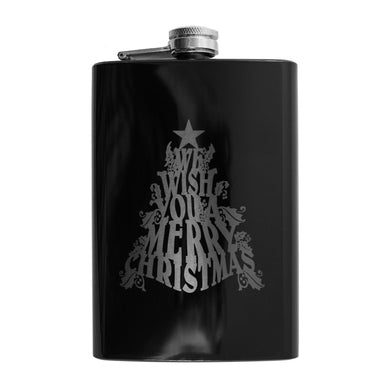 8oz We Wish You a Merry Christmas Black Flask