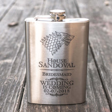 Load image into Gallery viewer, 8oz Wedding is Coming Flask CUSTOM PERSONALIZED Stainless Steel Flask