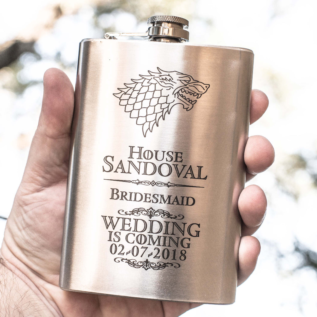 8oz Wedding is Coming Flask CUSTOM PERSONALIZED Stainless Steel Flask