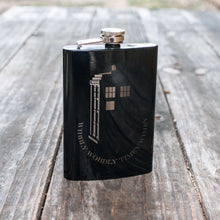 Load image into Gallery viewer, 8oz Wibbly Wobbly Black Flask