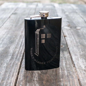 8oz Wibbly Wobbly Black Flask