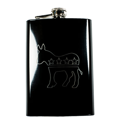 8oz BLACK Democrat Donkey black flask