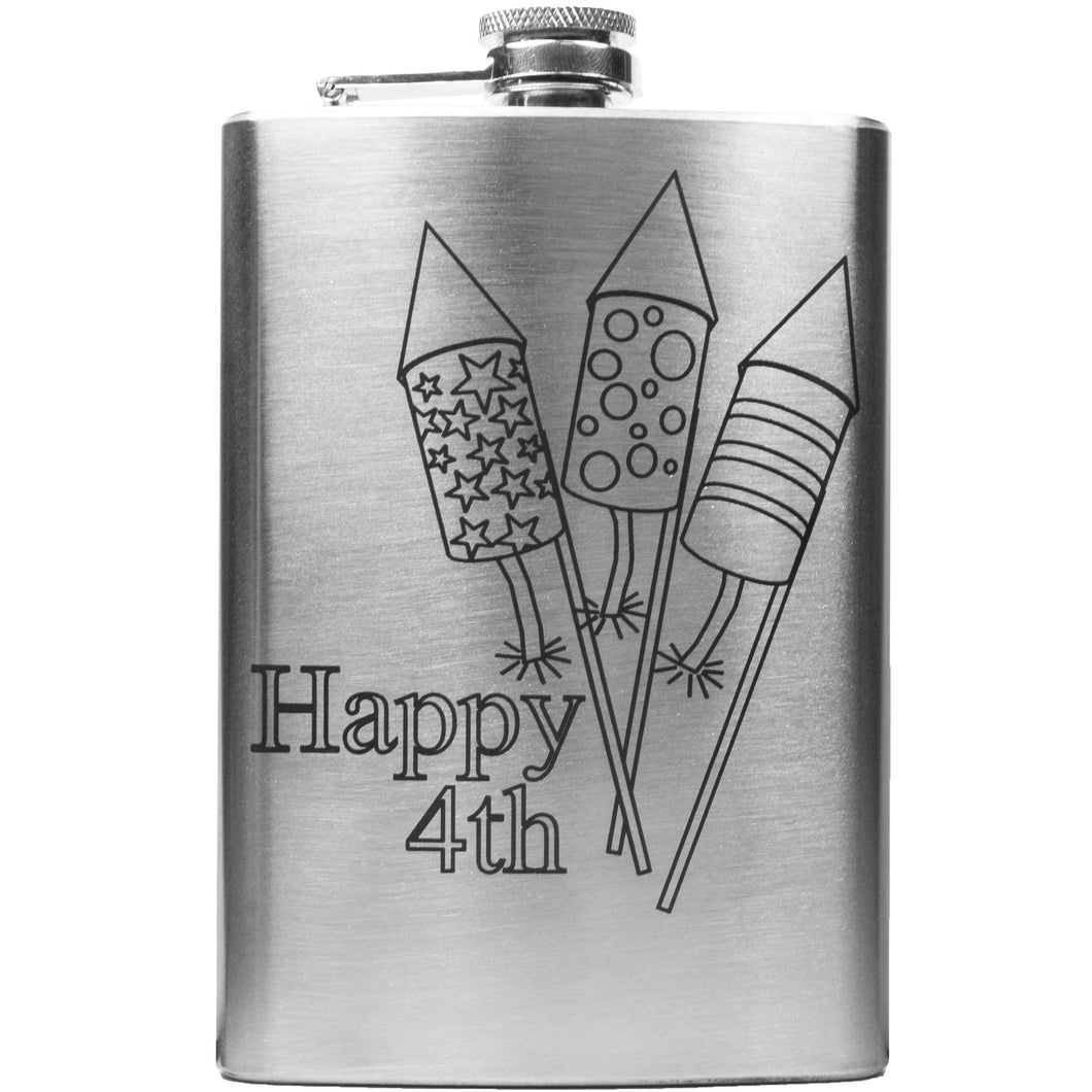 8oz Happy 4th Stainless Steel Flask July