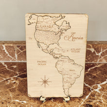 Load image into Gallery viewer, America North South and Central Puzzle Map - Art Kit - Raw Wood 12x18 Inches - 7 Pieces - With Stand