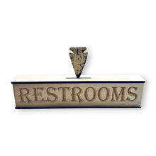 Load image into Gallery viewer, Sign - Restrooms - RAW WOOD - With Add on - Box Sign - 24x6x3 inches