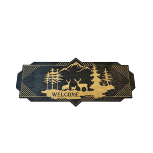 Art Deco Welcome Deer Scene - BLACK Sign 4x8