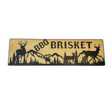 Load image into Gallery viewer, BBQ Brisket Deer Scene - BLACK Sign 4x12