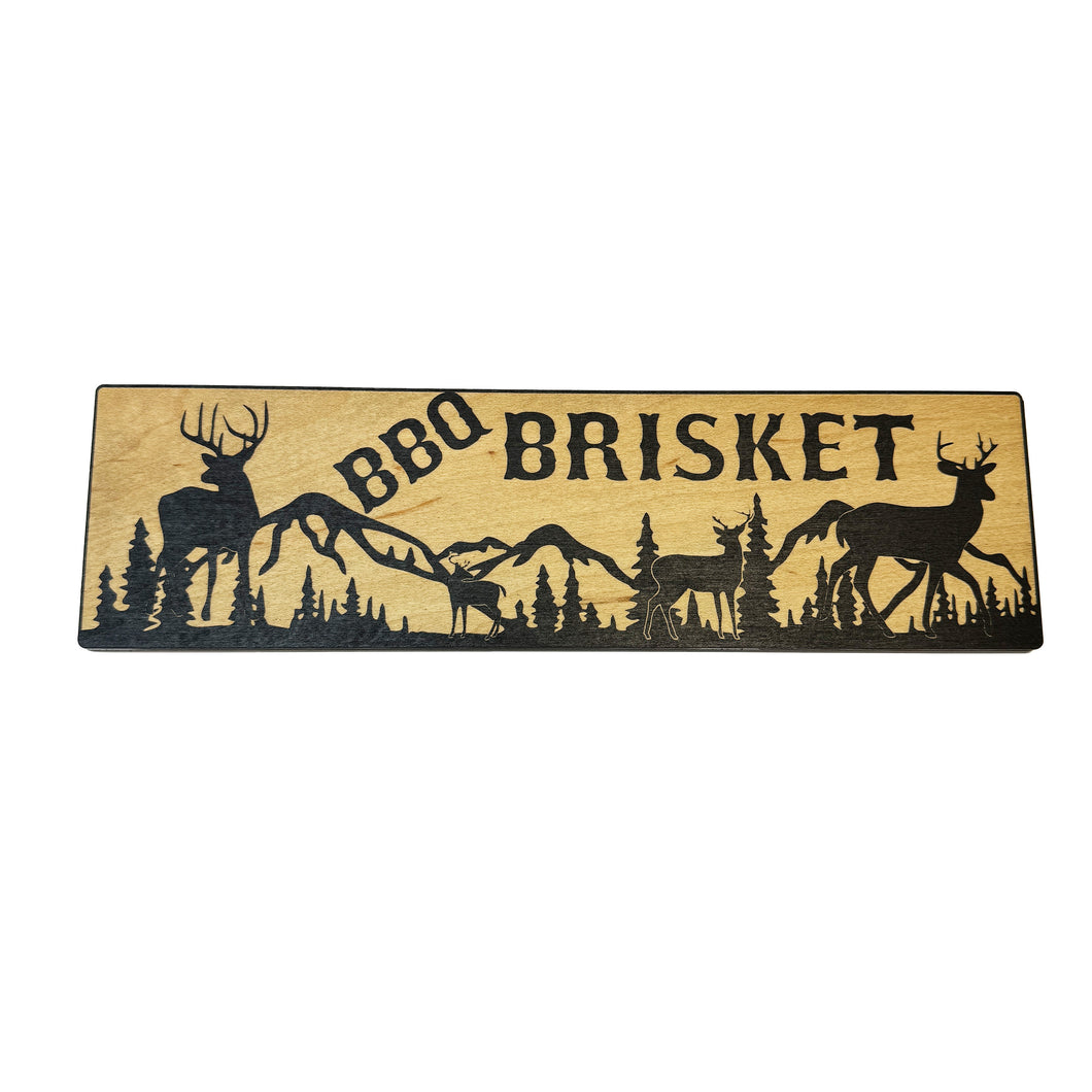 BBQ Brisket Deer Scene - BLACK Sign 4x12