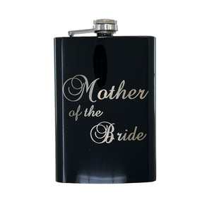 8oz BLACK Mother of the Bride Flask