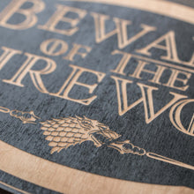 Load image into Gallery viewer, Beware of the Direwolf - Black Door Sign 6x9