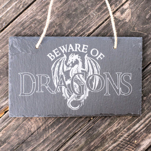 Sign - Slate - Beware of Dragons - 12x7in