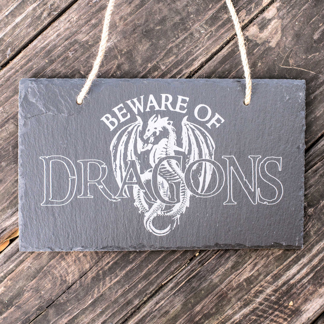 Sign - Slate - Beware of Dragons - 12x7in