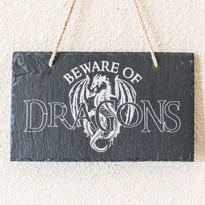Sign - Slate - Beware of Dragons - 12x7in