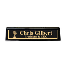 Load image into Gallery viewer, Desk Wedge Name Plate - PERSONALIZED - Microphone - 11 Inches