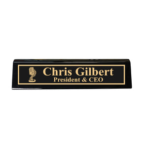 Desk Wedge Name Plate - PERSONALIZED - Microphone - 11 Inches