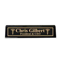 Load image into Gallery viewer, Desk Wedge Name Plate - PERSONALIZED - Desk Wedge Name plate - PERSONALIZED - Pharmaceutical Caduceus Hermes - 11 Inches