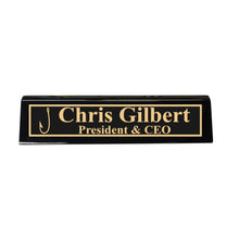 Load image into Gallery viewer, Desk Wedge Name Plate - PERSONALIZED - Fish Hook - 11 Inches