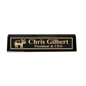 Desk Wedge Name Plate - PERSONALIZED - Indian Rhino - 11 Inches