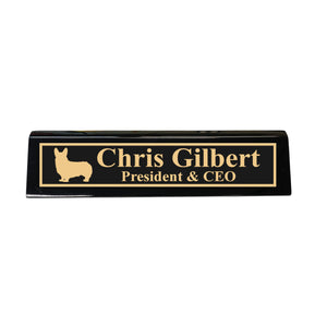 Desk Wedge Name Plate - PERSONALIZED - Corgi - 11 Inches