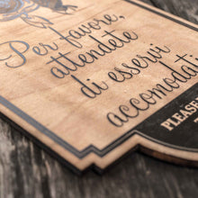 Load image into Gallery viewer, Sign - BLACK - Please Wait to be Seated - Italian - Plaque Sign 11x7in