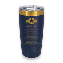 Load image into Gallery viewer, 20oz Tumbler - CUSTOM - PERSONALIZED - Airmans Creed (NAME ON BACK IN TIMES NEW ROMAN FONT)