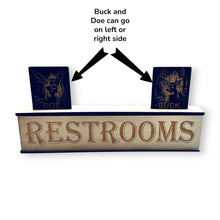 Load image into Gallery viewer, Sign - Restrooms - RAW WOOD - With Add on - Box Sign - 24x6x3 inches