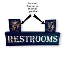 Load image into Gallery viewer, Sign - Restrooms - BLACK - With Add on - Box Sign - 24x6x3 inches