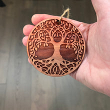 Load image into Gallery viewer, Celtic Tree of Life - Raw Cedar Ornament 3x3in